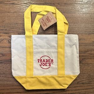 Trader Joes Mini Canvas Tote Bag - YELLOW, NWT